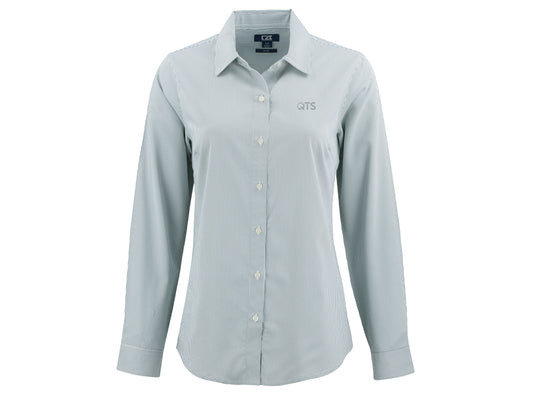 Cutter & Buck Skyline Recycled Pinstripe Women's Long Sleeve Dress Shirt